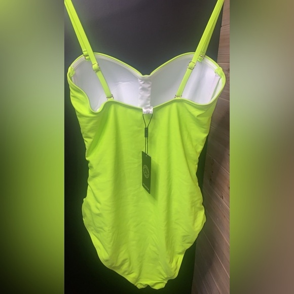 Relleciga One Piece Women’s Padded Spaghetti Strap Swimsuit Size S Neon Green - Picture 6 of 10